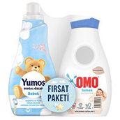 Omo Bebek Sıvı Deterjan 900 ml + Yumoş Doğal Özler Konsantre Yumuşatıcı Bebek 1200 ml