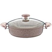 Oms Collection 34 cm Granit Kahverengi Metal Çerçeveli Kapak Karnıyarık Tenceresi