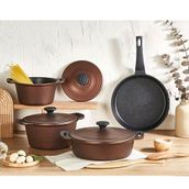 Oms Collection Triana 3537 9 Parça Biogranit Bronz Tencere Seti