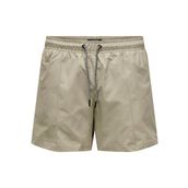 ONLY & SONS Erkek Deniz Şortu ONSTED LIFE SWIM SHORT SOLID PIPING Koyu Bej XS