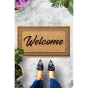 ontheclouds Dijital Baskılı Welcome Yazılı Etnik Desen Çerçeveli Dekoratif Kapı Önü Paspası, Kahverengi