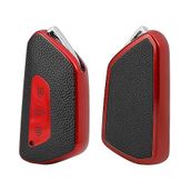 ontto TPU anahtar kılıfı Cover Skoda Octavia A8 MK8 Seat Leon FR Mk4 Cupra Formentor VW Golf 8 ID.4 için araba anahtarı kılıfı anahtarlık koruyucu kılıf anahtar kılıfı deri kırmızı