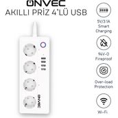 Onvec 4'lü Akım Korumalı Usbli Akıllı Grup Priz