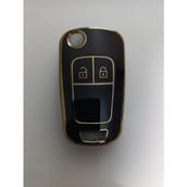 Opel 2 Buton Astra J Insignia Mokka Sustalı Nano Anahtar Kılıfı Siyah Gold Renk - Altın - Siyah
