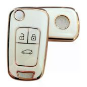 Opel Astra J Insignia Chevrolet Cruze Uyumlu Nano Kumanda Anahtar Kılıfı Oto Anahtarlık Beyaz Gold