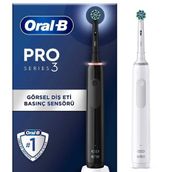 Oral-B 2'li Siyah & Beyaz Pro3 3900 Şarj Edilebilir Diş Fırçası Set