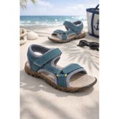 ORELİON Erkek Çocuk Spor Sandalet Tek Cırtlı Hafif Ortopedik Kaymaz Taban Yazlık Outdoor Sandalet Terlik