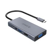 Orico Koyu Gri Type-C to USB 3.0 HDMI VGA AUX PD Çoklayıcı Dönüştürücü HUB