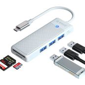 Orico Type-C To 3.0 Kart Okuyucu 3 Portlu USB 3.0 Beyaz Çoklayıcı Adaptör
