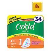Orkid Maxi 1 Numara Normal 34lü 8 Adet Hijyenik Ped