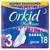 Orkid Platinum Gece Süper Ekonomik Paket 18 Hijyenik Ped