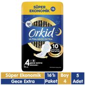Orkid Ultra Gece Extra Boy 4 Kanatlı 5x16 Adet Hijyenik Ped