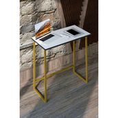 Orlantha Çok Amaçlı Çalışma Masası Bilgisayar Masası Çizim Masası Ofis Masası Beyaz Tabla Gold Ayak - 40 x 80 cm - Beyaz - Altın