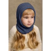 Örme Çocuk Balaclava Bere Indigo Kız Çocuklar İçin Sezonluk Kullanım Renkli Tasarım - İndigo - 4 - 9 Yaş
