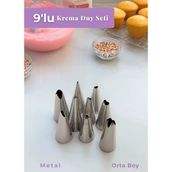 Orta Boy 9’Lu Metal Krema Duy Seti – Pasta Duyu Cupcake Ve Kurabiye Krema Duyu Süsleme