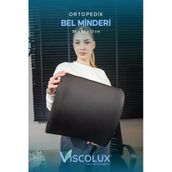Ortopedik Bel Destek Yastığı - Visco Bel Destekli Minder Evde Ofiste Arabada Konfor Siyah 35x34x12