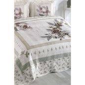 Örtüm Asya Krem Çift Kişilik Kapitone Yatak Örtüsü Takımı
