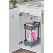 Orvila Düzenleyici 2 Katlı Gri Raf -Dolap İçi & Tezgah Üstü Banyo Deterjanlık Mutfak Evye Altı Organizer