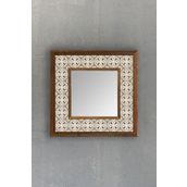 Oscar Stone Decor Ahşap Çerçeveli Mozaik Doğaltaş Ayna 33 Cm X 33 Cm Ayn-050