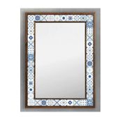 Oscar Stone Decor Ahşap Çerçeveli Mozaik (mermer) Ayna 53x73 Cm Seramik-blue Mind-mavi-etnik Pattern AYN5070-062