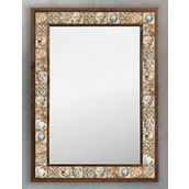 Oscar Stone Decor Ahşap Çerçeveli Mozaik (mermer) Ayna 53x73 Cm Seramik-deniz Yıldızı Kabuğu Shell