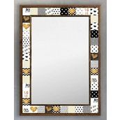 Oscar Stone Decor Ahşap Çerçeveli Mozaik (Mermer) Ayna 53x73 CM Seramik Desenli-Love- Aşk Temalı