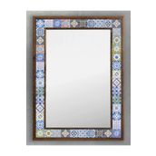 Oscar Stone Decor Ahşap Çerçeveli Mozaik (mermer) Ayna 53x73 Cm Seramik Desenli-talevera-mexican AYN5070-017
