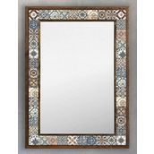 Oscar Stone Decor Ahşap Çerçeveli Mozaik (mermer) Ayna 53x73 Cm Seramik Desenli-talevera-tile Desen