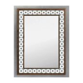 Oscar Stone Decor Ahşap Çerçeveli Mozaik (mermer) Ayna 53x73 Cm Seramik Desenli-turkuaz Temalı AYN5070-053