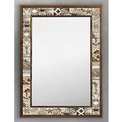 Oscar Stone Decor Ahşap Çerçeveli Mozaik (mermer) Ayna 53x73 Cm Seramik Desenli-vintage-eskitme Ayna