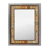 Oscar Stone Decor Ahşap Çerçeveli Mozaik Taş (mermer) Ayna 53 X 73 Cm Seramik Desenli AYN5070-009