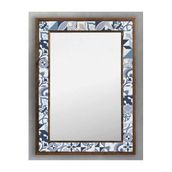 Oscar Stone Decor Ahşap Çerçeveli Mozaik Taş (mermer) Ayna 53x73 Cm Etnik Mavi Ayna Seramik Desenli AYN5070-113