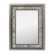 Oscar Stone Decor Ahşap Çerçeveli Mozaik Taş (mermer) Ayna 53x73 Cm Etnik Mavi Ayna Seramik Desenli