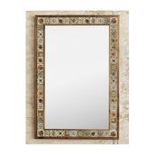 Oscar Stone Decor Ahşap Çerçeveli Mozaik Taş (Mermer) Ayna 63X93 Cm Seramik Desenli Kahverengi Ayn6090-066