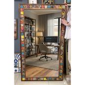 Oscar Stone Decor Ahşap Çerçeveli Mozaik Taş (mirror) Salon Ayna 80x140 Cm Renli Eskitme Desenli