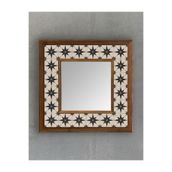 Oscar Stone Decor AYN-045 Ahşap 33x33 cm Çerçeveli Mozaik Doğaltaş Ayna