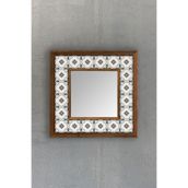 Oscar Stone Decor AYN-053 Ahşap 33x33 cm Çerçeveli Mozaik Doğaltaş Ayna