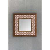 Oscar Stone Decor AYN-057 Ahşap 33x33 cm Çerçeveli Mozaik Doğaltaş Ayna