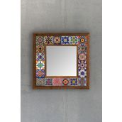 Oscar Stone Decor Çerçeveli Mozaik Doğaltaş Ayna 33 cm X 33 cm AYN-028