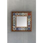 Oscar Stone Decor Çerçeveli Mozaik Doğaltaş Ayna 33 Cm X 33 Cm AYN-029