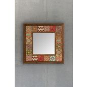 Oscar Stone Decor Çerçeveli Mozaik Doğaltaş Ayna 33 Cm X 33 Cm AYN-032