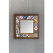 Oscar Stone Decor Çerçeveli Mozaik Doğaltaş Ayna 33 Cm X 33 Cm Tıle Desen