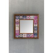 Oscar Stone Decor Masif Çerçeveli Mozaik Taş Ayna 33 cm X 33 cm AYN-081