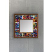 Oscar Stone Decor Masif Çerçeveli Mozaik Taş Ayna 33 cm X 33 cm AYN-083
