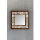 Oscar Stone Decor Masif Çerçeveli Mozaik Taş Ayna 33 Cm X 33 Cm Morocco-etnik-brown-blue Desen AYN-076