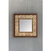 Oscar Stone Decor Masif Çerçeveli Mozaik Taş Ayna 33 Cm X 33 Cm (morocco-etnik-brown Desen) AYN-075