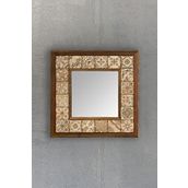 Oscar Stone Decor Masif Çerçeveli Mozaik Taş Ayna 33 Cm X 33 Cm (morocco-etnik-brown Desen)