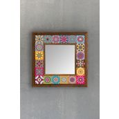 Oscar Stone Decor Masif Çerçeveli Mozaik Taş Ayna 33 Cm X 33 Cm (morocco-etnik Desen) AYN-082
