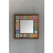 Oscar Stone Decor Masif Çerçeveli Mozaik Taş Ayna 33 Cm X 33 Cm (morocco-etnik Desen) Dresuar Balkon AYN-069