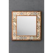 Oscar Stone Decor Masif Çerçeveli Mozaik Taş Ayna 43 Cm X 43 Cm (brown-blue-morocco-etnik Desen) AYN4040-076